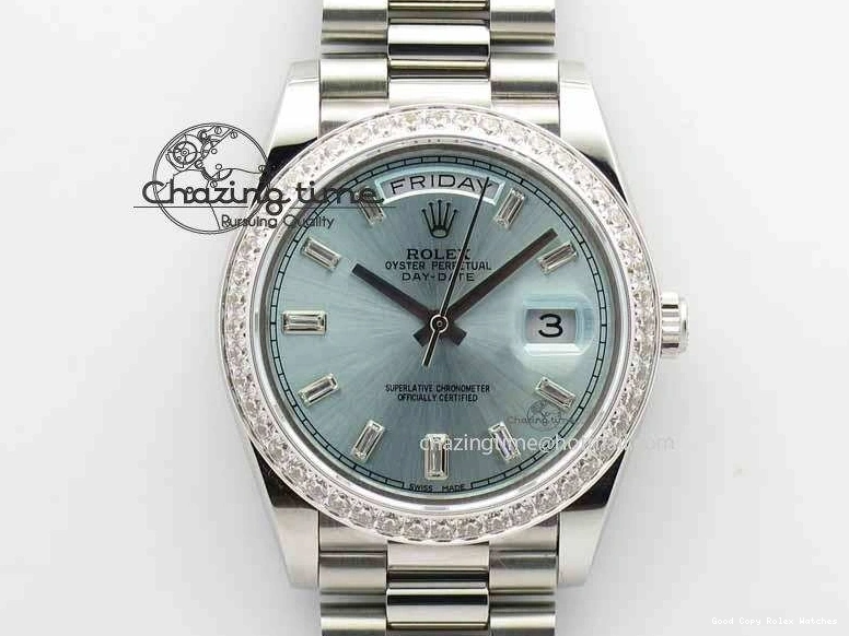 Best AAA Replica Sites 3699 BP Stylish SS Maker Best Ice SS On Bracelet Bezel Diamond ETA Day Blue 40mm Date Edition Dial 1228